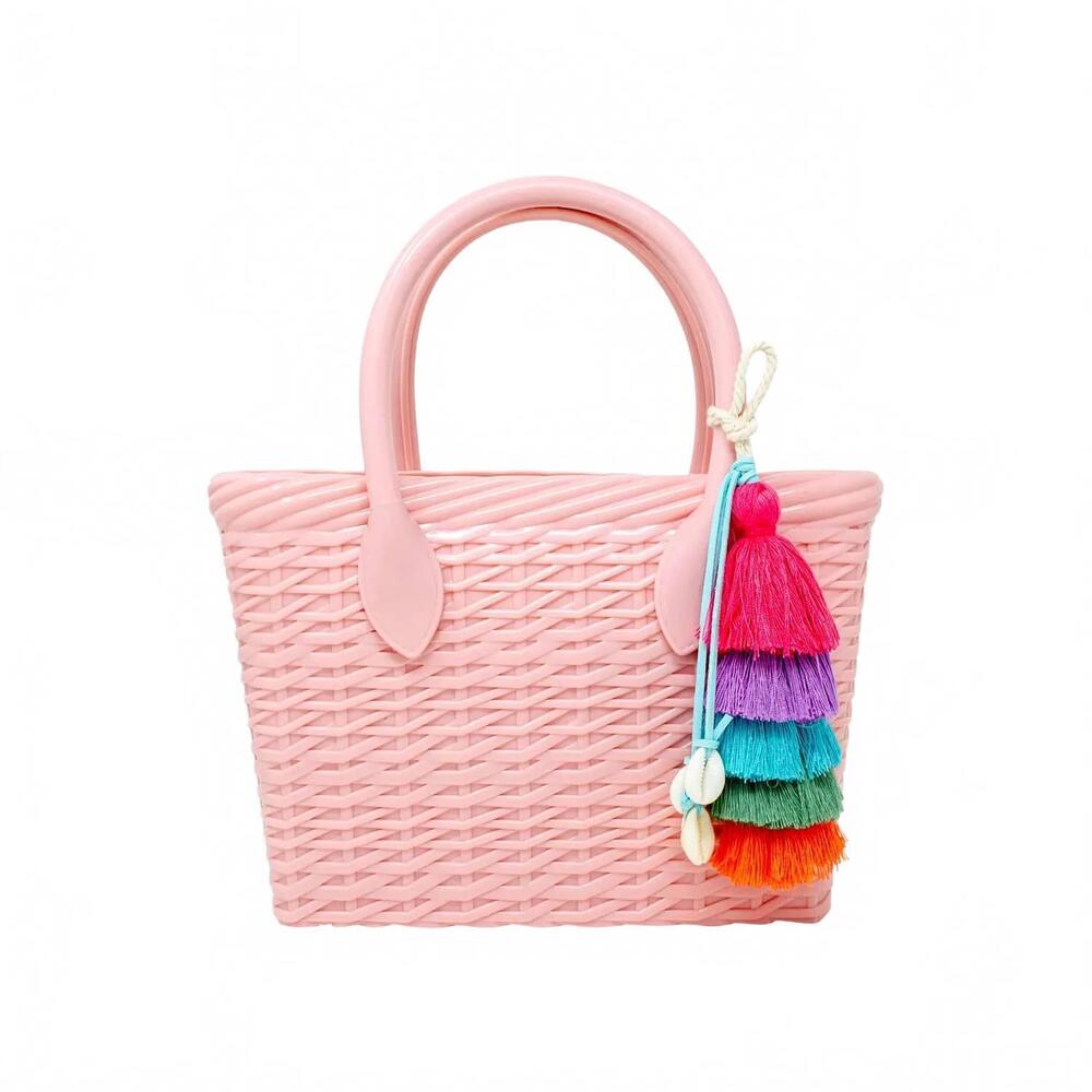 NEW ZOMI GEMS + TINY TREATS jelly basketweave tote bag in pink
